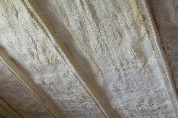 A picture of spray foam insulation on the ceiling of a commercial building in West Springfield, MA.